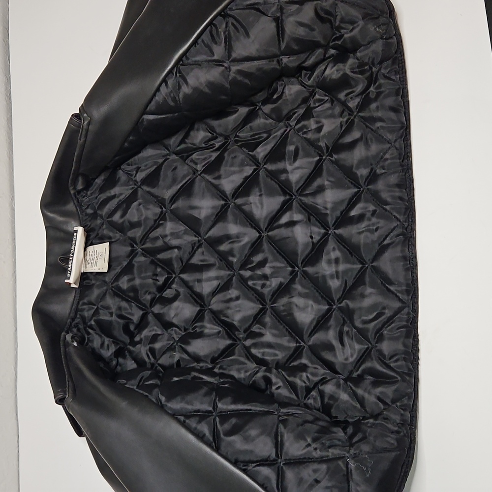 Harley Davidson Kids Black Faux Leather Jacket, Quilted Inside. Size 4 - Picture 8 of 16